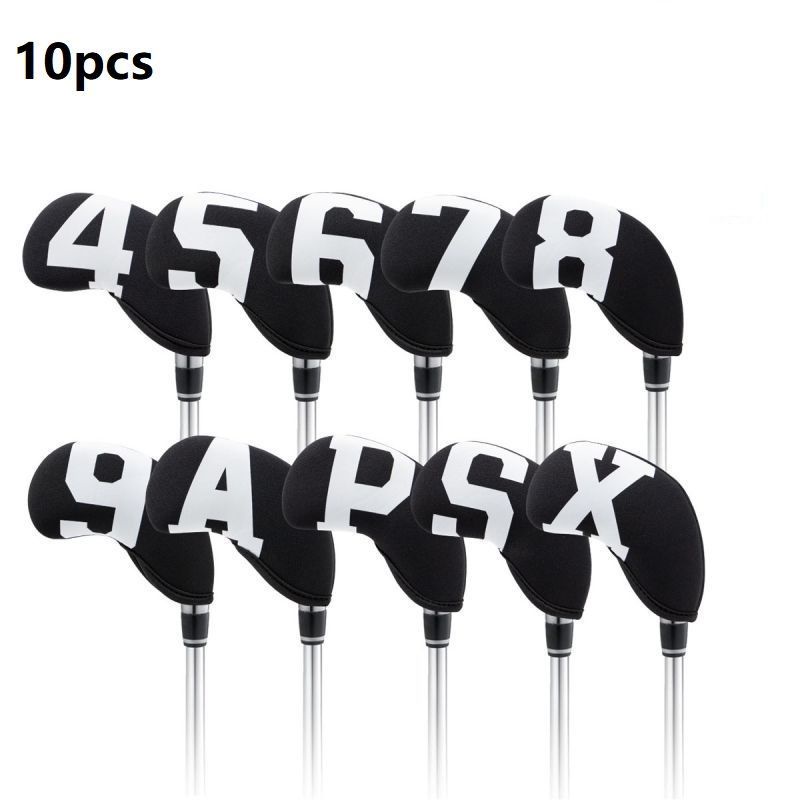 10pcs Golf Iron Cover/Golf Sarung Set/Golf Putter Golf Iron Cover/Pelindung Sarung Kepala Tongkat Golf