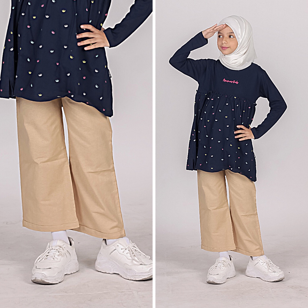 Celana Panjang Kulot Anak Perempuan Ammar Kids Bahan Linen Hello Chic Culotte