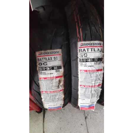 PAKETAN BAN LUAR BRIDGESTONE BATTLAX SC UKURAN 120/80-14  DAN 150/70-13 TUBELESS HONDA ADV 150