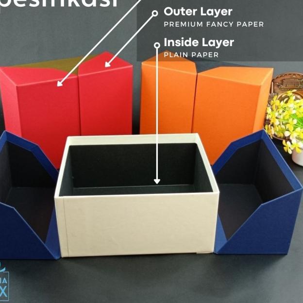 

BOX HAMPER - HARDBOX - KOTAK KADO - ukuran 25 cm x 20 cm x 12 cm - Merah Gold