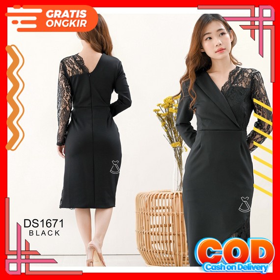 Dress Wanita Terbaru 2022 Kekinian Dewasa Gereja Elegan Jumbo Brukat Midi Pesta Import Gaun Brokat P