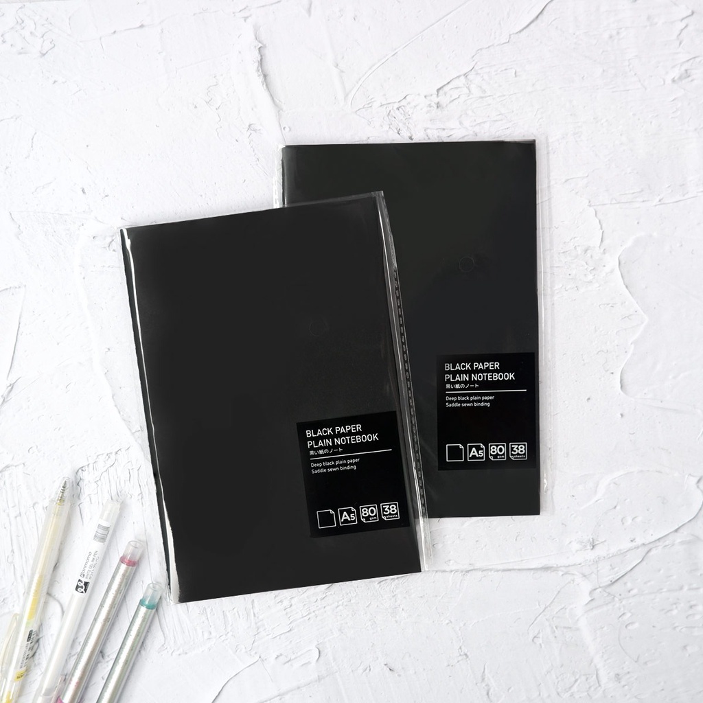 Sketchbook Hitam Polos A5 - Black Paper Plain Notebook A6 A5 B5