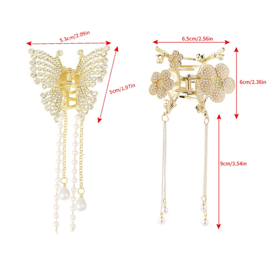 Jepit Rambut Bentuk Kupu-Kupu Aksen Mutiara Dan Berlian Imitasi Gaya Korea