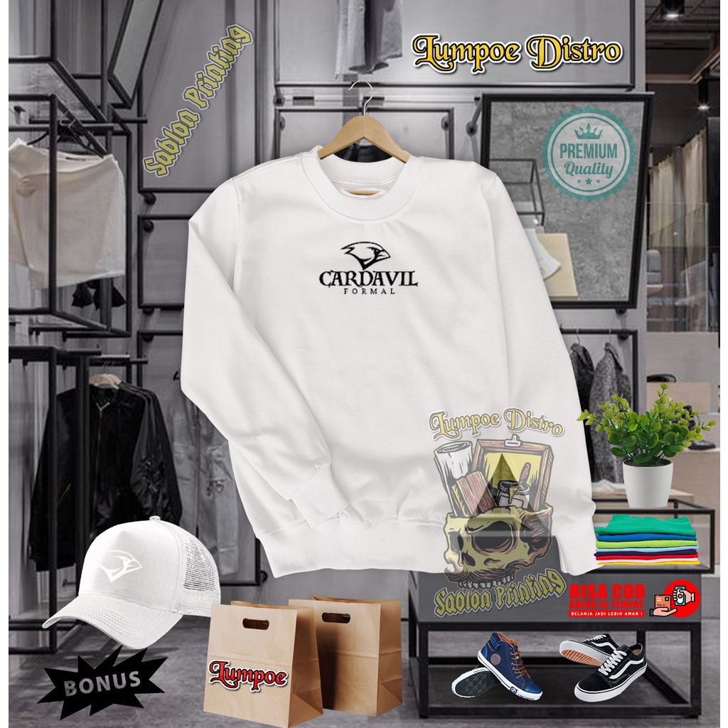 Free TOPI Sweater Cardinal Formal Quality Black Premium Baju Tshirt Lengan Panjang Tebal Crewneck Br