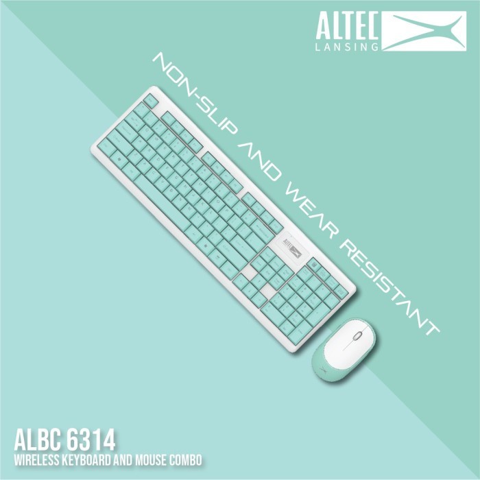 Altec Lansing Keyboard Mouse Combo Wireless ALBC6314 Silent Design