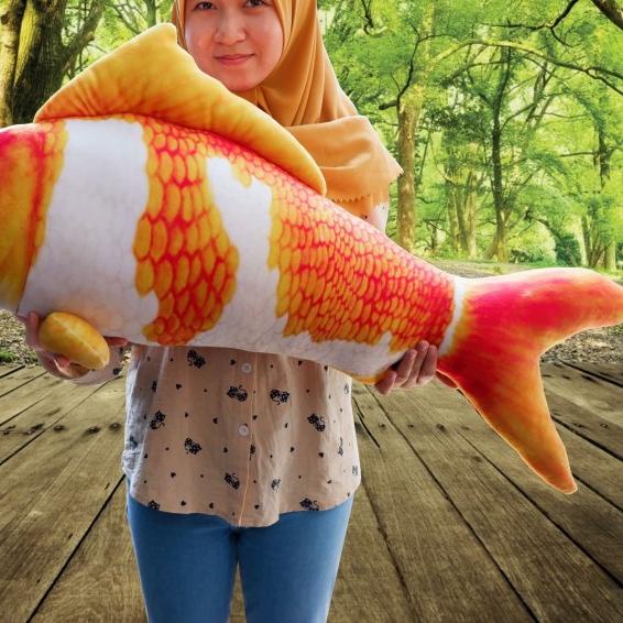 Bantal Bentuk Ikan Koi Bantal Ikan Untuk Kucing Boneka Bantal Ikan - XL-oren
