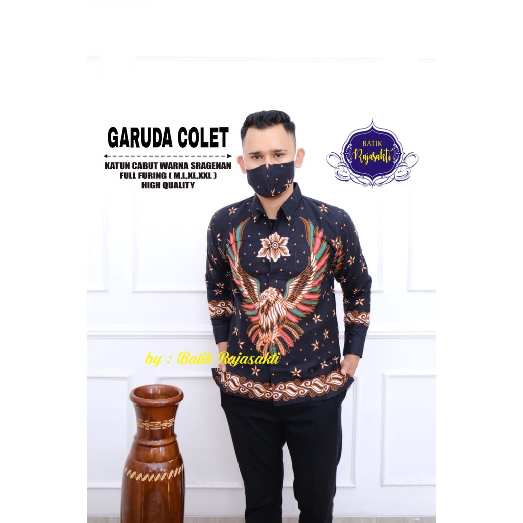 PROMO GARUDA COLET RAJASAKTI BATIKSOLOAMANAH KEMEJA BATIK PRIA SOLO LENGAN PANJANG PENDEK LAPIS FURING ATASAN PREMIUM MODERN KATUN HALUS ARYADEWA SEKARCHANDRA COLET MERAK CANTIK PEN WARMADEWA DUI RAMAKRISHNA PEN CAHAYA 2  SEKUNTUM BUNGA TWO BANGSAWAN DUO