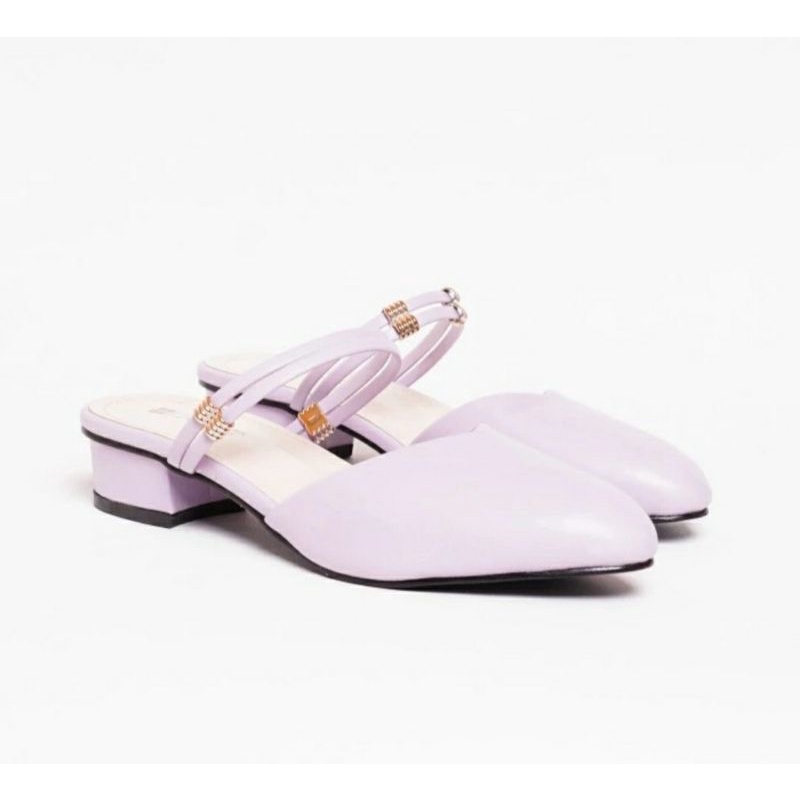 New Arrival Sandal Bustong Wanita Super JUMBO 41.45 Black Kulit Slop Mules Lancip JUMBO hak 3cm Pesta