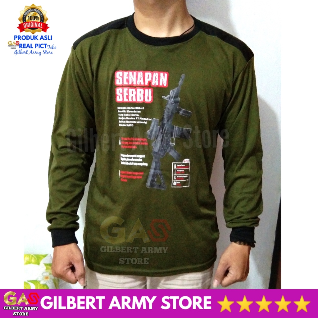 Kaos Hijau Lengan Panjang Gambar Snpan Serbu Sniper Dekker Gilbert Army Store Terbaru