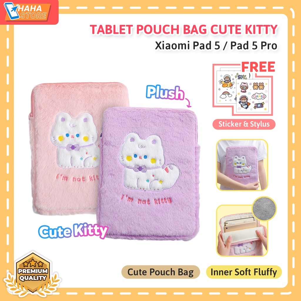 Xiaomi Pad 5 / Pad 5 Pro Mipad 2021 Mi Pad Pouch Bag Cute Cat Kucing Tas Sarung Case Casing Sleeve L