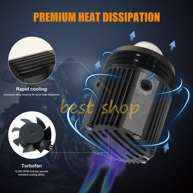 Lampu Depan LED Mini 9-85V Anti Air Untuk Motor