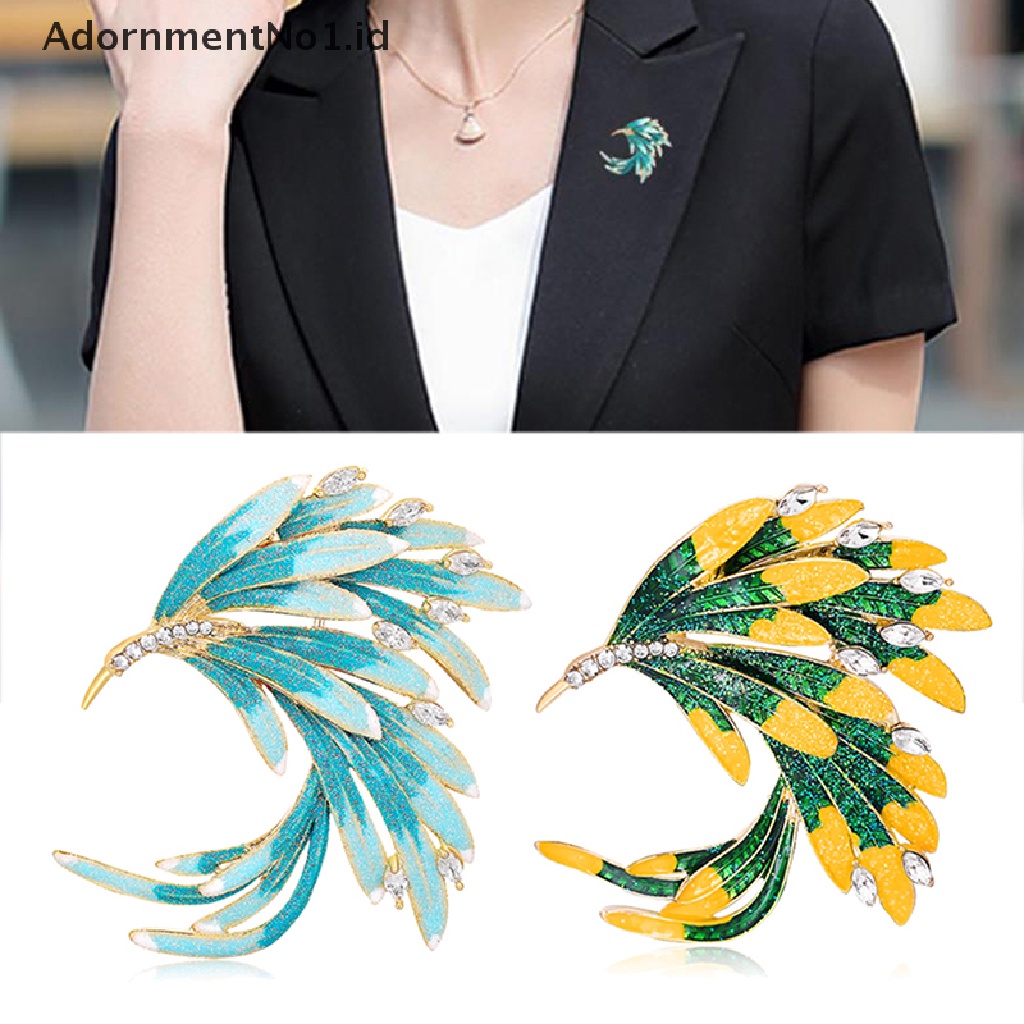 Bros Pin Enamel Kristal Desain Phoenix Tail Buckle Untuk Pakaian Scarf Wanita No1