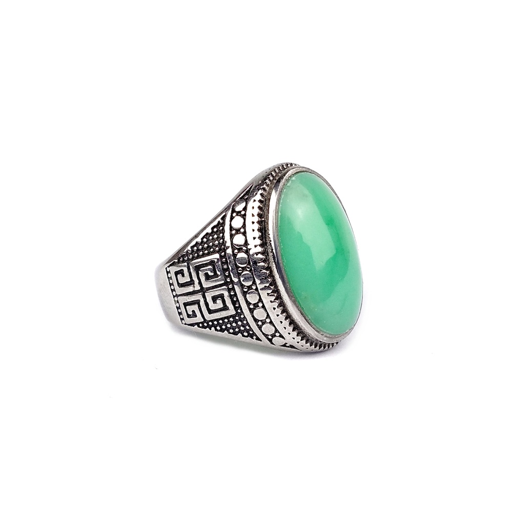 Cincin Titanium Natural Green Chrysoprase Australia Top Collection