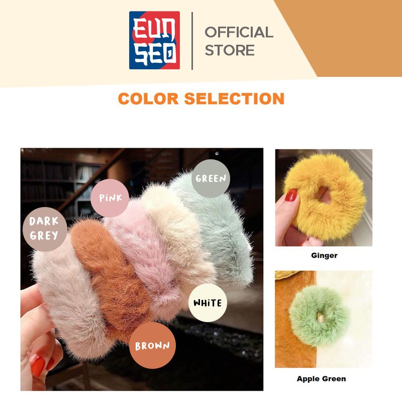 EUNSEO Ikat Rambut Scrunchie Wanita Pompom Ponytail Donat Fashion Korea Kuncir Rambut Premium