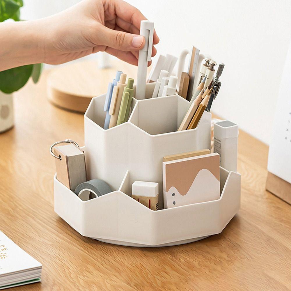 Preva Rotate Pen Holder Alat Tulis Multifungsi Kapasitas Besar Desktop Storage Box