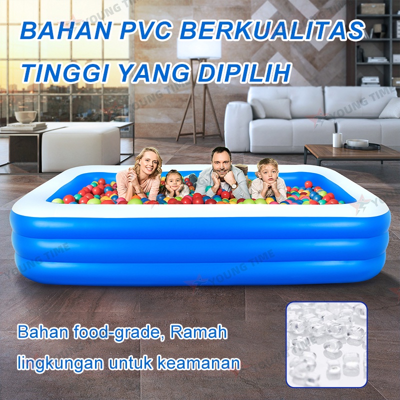 【Pertukaran Gratis】Kolam Renang Anak jumbo 3 Rings dan Bayi Tiup Karet Besar Family Inflatable Swimming Pool Luar Ruangan 305cm/260cm/200cm