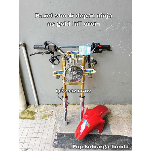 Shock skok sok depan ninja as gold full crom celup