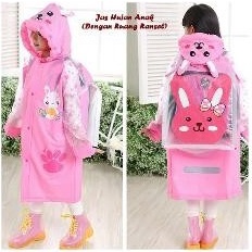 Jas Hujan Raincoat (Tanpa Celana) Anak Karakter Tas Ransel Backpack
