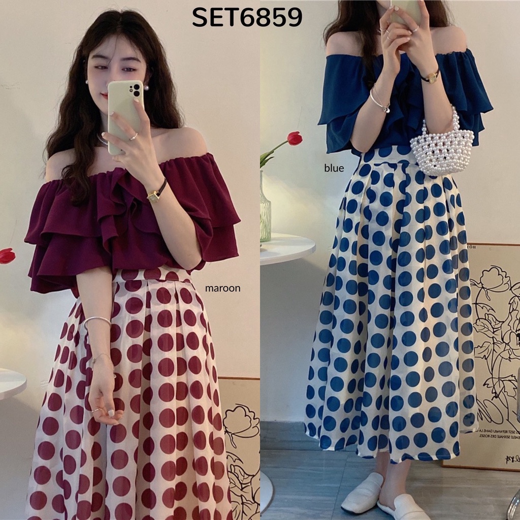 Sabrina Layer Top w/ Polka Skirt SET6859