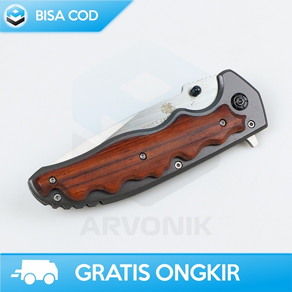 PISAU LIPAT SERBAGUNA KNIFEZER SURVIVAL TOOL WOODEN HANDLE PISAU SAKU