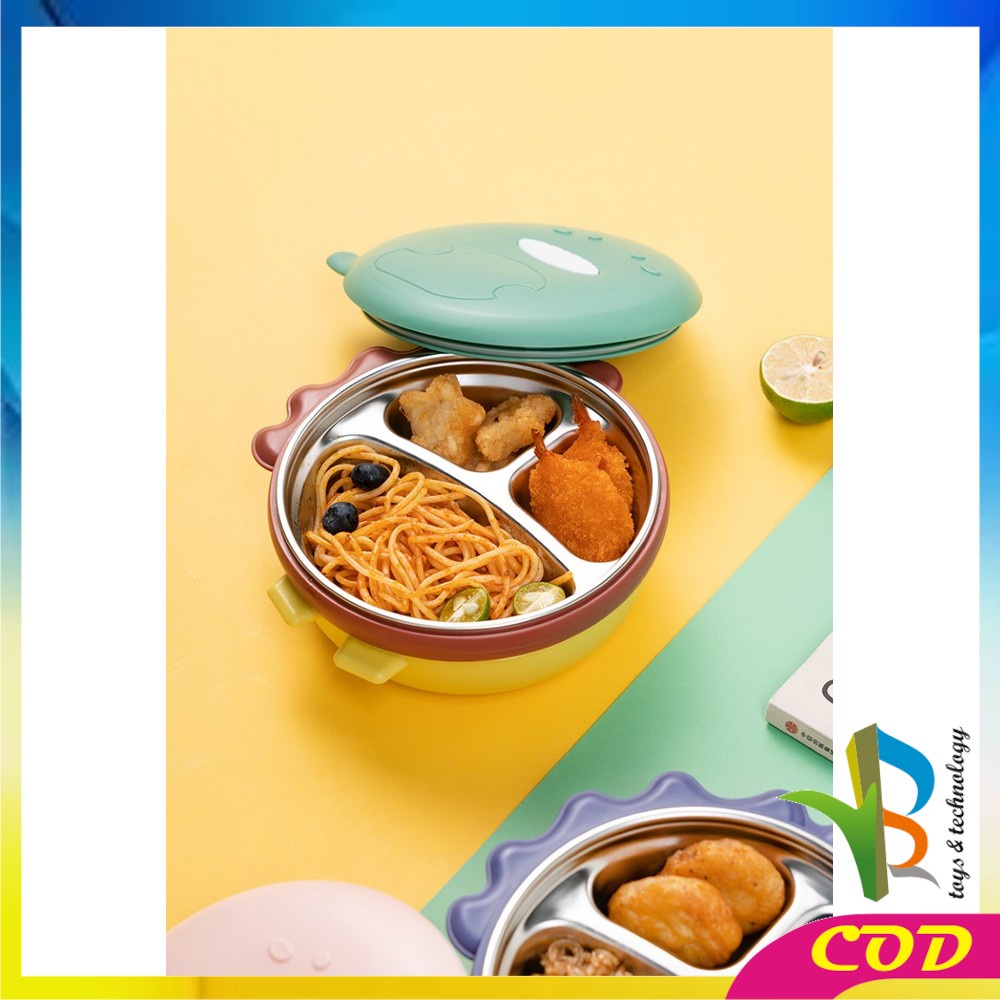 RB-C354 Kotak Bekal Anak Stainless Karakter DINO Set / Lunch Box Anak / Tempat Makan Anak Lucu / Tepak Makan Anak Karakter BPA FREE