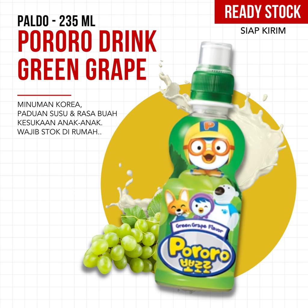 (TERMURAH) Paldo - Pororo Drink Green Grape 235 ML