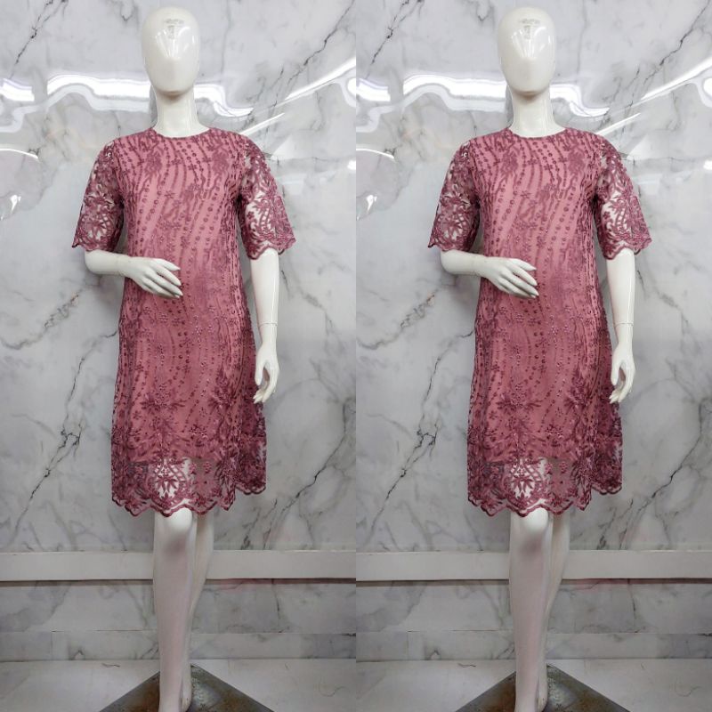 DRES/DRES TULLE/DRES TERBARU/DRES MODERN/KEBAYA DRES/PAKAIN PESTA/AJC KEBAYA