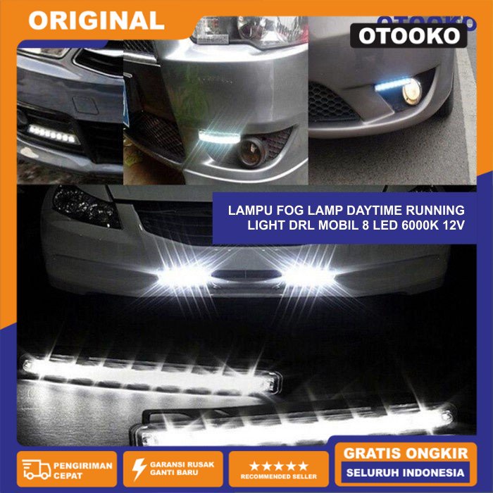 Lampu Fog Lamp Daytime Running Light DRL Mobil 8 LED 6000K 12V 1Pcs