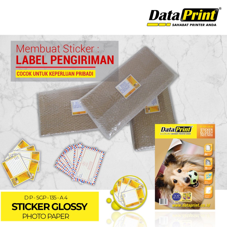 Kertas Sticker A4 Data Print Stiker Glossy Photo Paper A4 135gsm 20 Lembar Kertas Stiker Dataprint