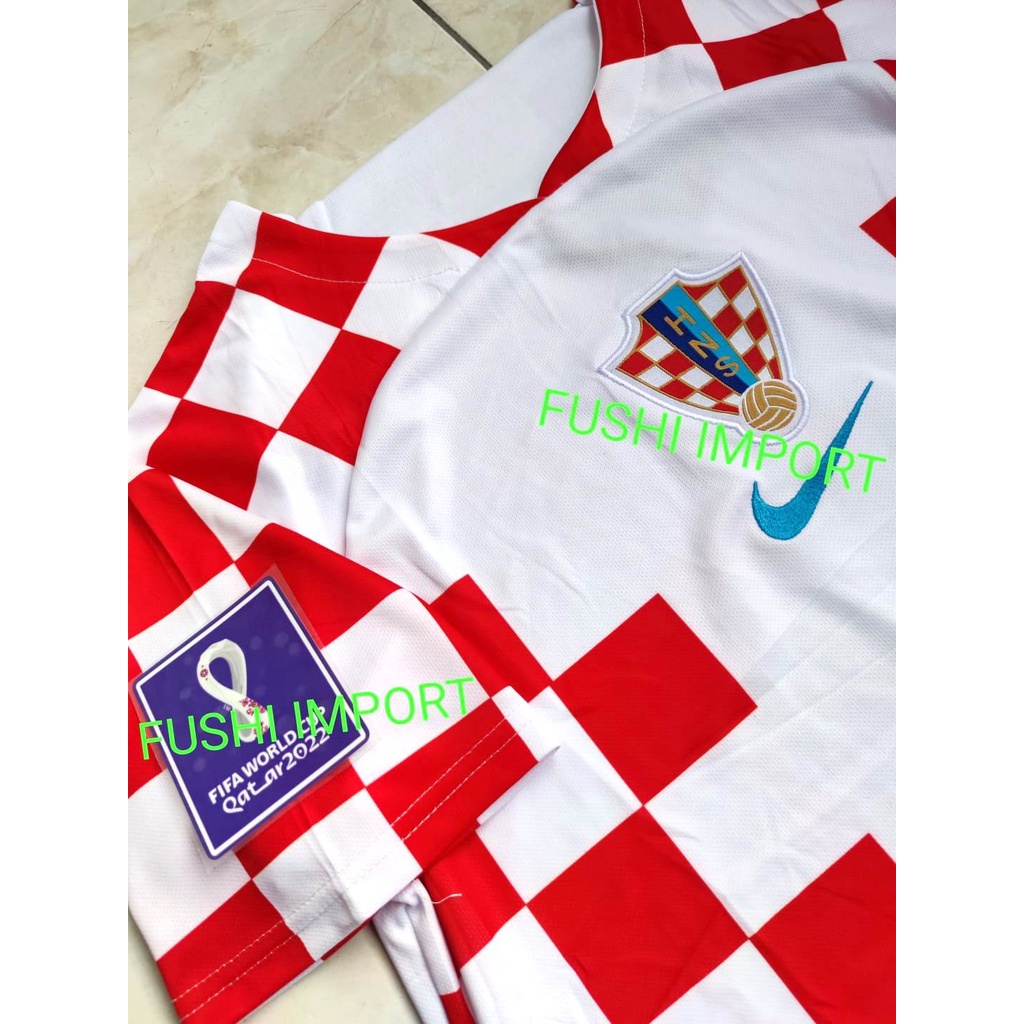 Jersey Baju Bola Kroasia Home Full Patch Piala Dunia World Cup 2022 Grade Ori