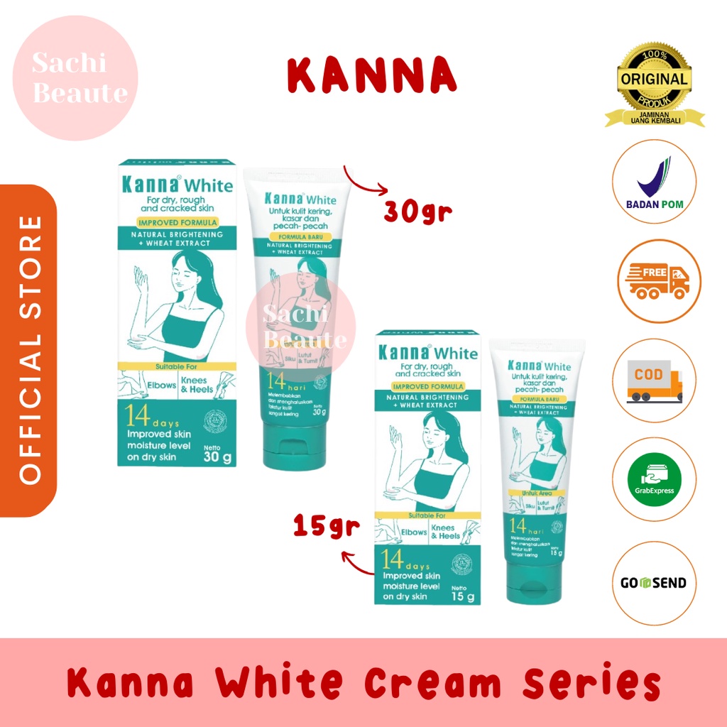 Kanna White Cream Krim untuk Kulit Kering Kasar dan Pecah-pecah Mencerahkan Kulit