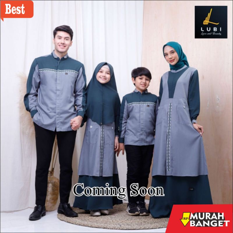 baju setelan wanita kekinian 2022 Sarimbit Keluarga LUBI Premia Luxury Greenish Grey