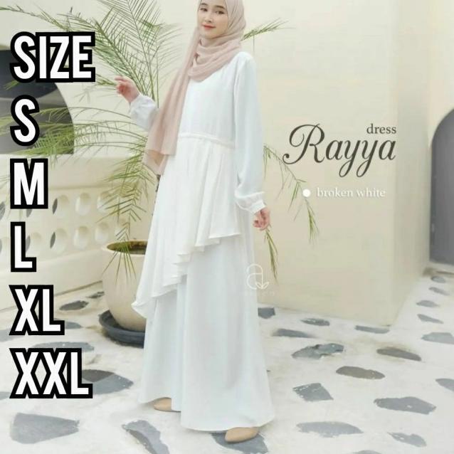 Febrina Gamis murah Baju gamis kekinian Remaja terbaru 2020 - Putih, S