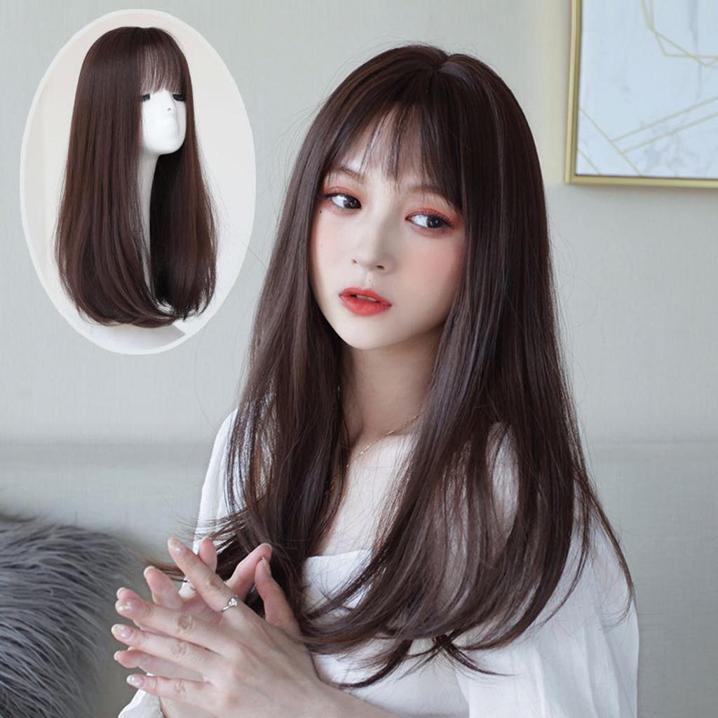 Wig Daily Model wanita Korea Lurus Sebahu Berponi (WSB)