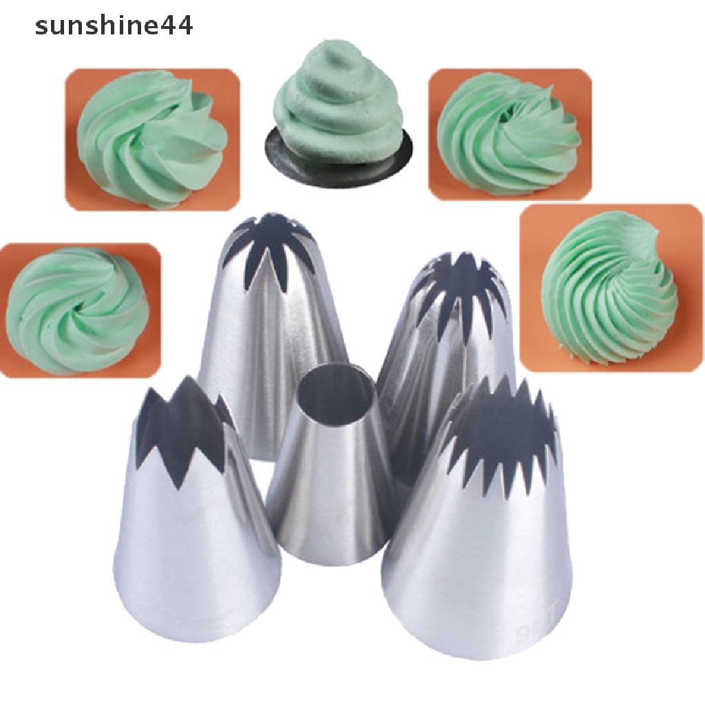 Sunshine 5pcs / Set Spuit Piping Rusia Ukuran Besar Untuk Dekorasi Kue