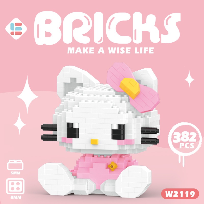 [IN Stock] Blok Bangunan Partikel Kecil Kuromi My Melody Hello Kitty Sanrio Rakitan Mainan Hadiah Anak Perempuan Seri Pop Doll DIY Dekorasi Puzzle