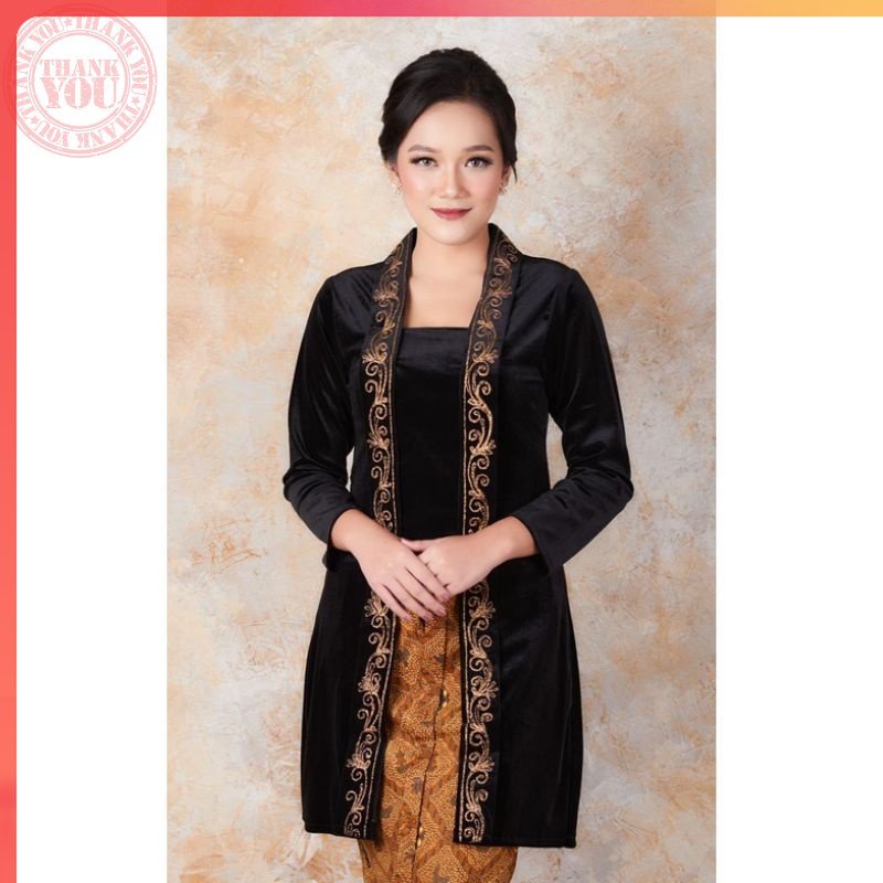 Kebaya Kartini Panjang Bludru Motif Bordir Stik Gold Terbaru Kebaya Bludru Kebaya Bludru