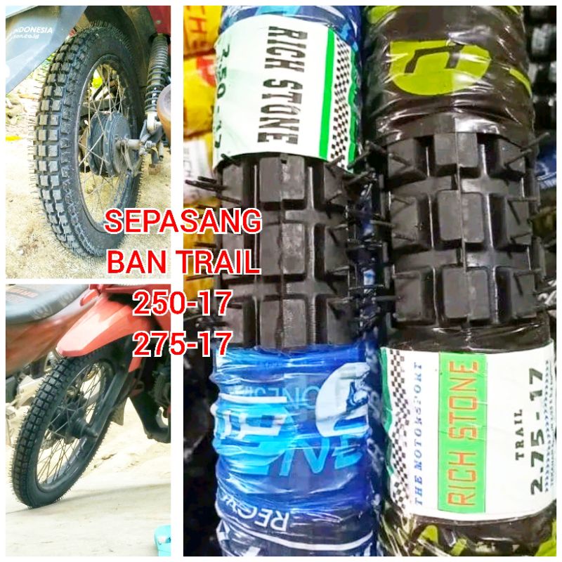 SEPASANG BAN LUAR TRAIL 250-17 DAN 275-17 ban motor honda supra revo vega jupiter smash shogun Ban L