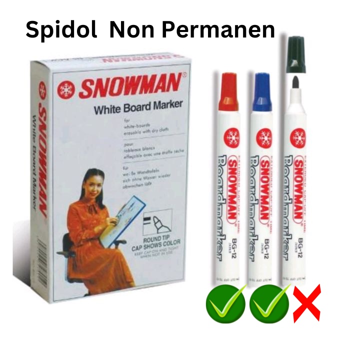 

Spidol Whiteboard Snowman Non Permanen Warna Merah dan Biru