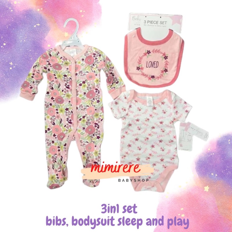 3in1 set Bibs Sleep and Play | Sleepsuit Jumper Slabber