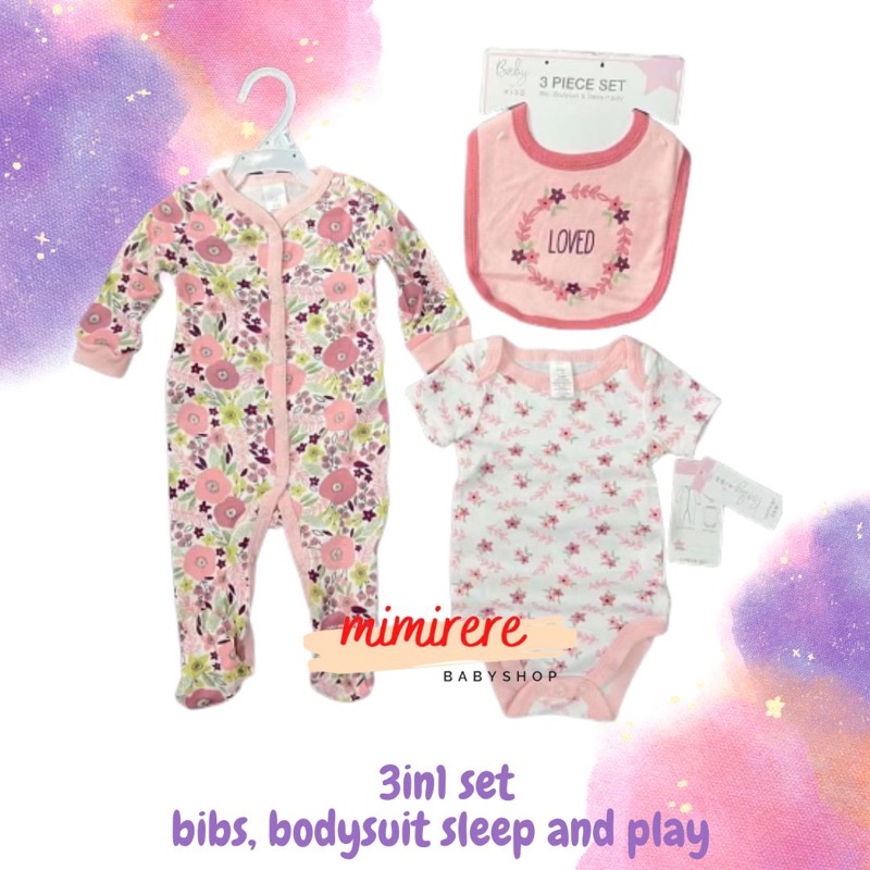 3in1 set Bibs Sleep and Play | Sleepsuit Jumper Slabber