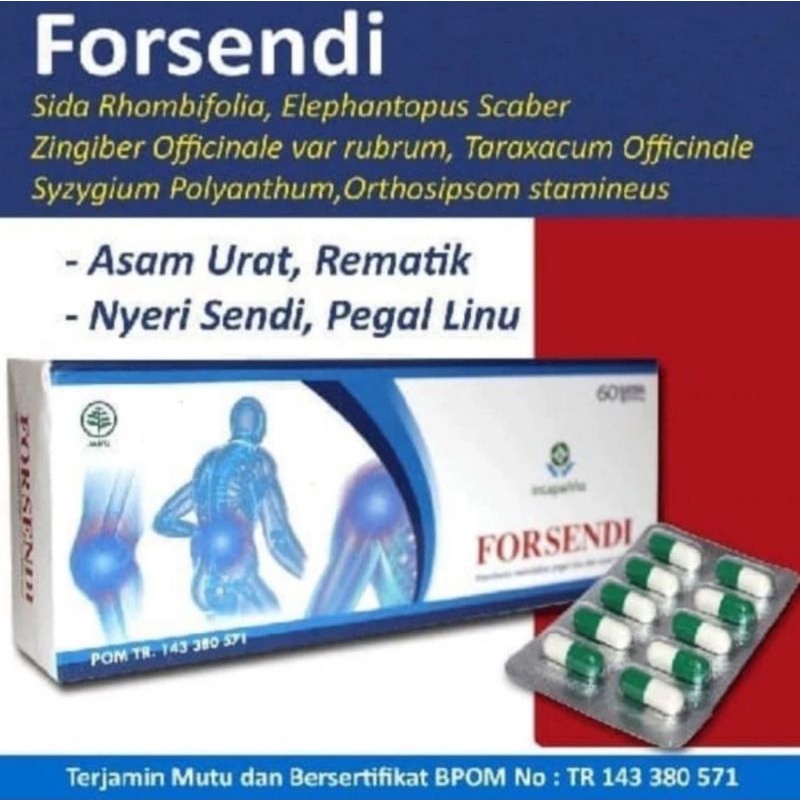 Forsendi 60kapsul Obat Herbal Nyeri Sendi Rematik Asam Urat