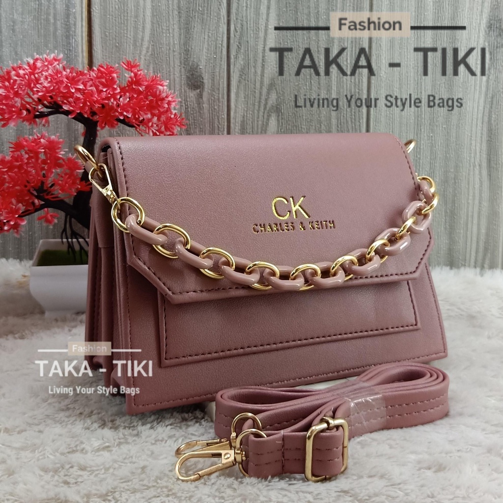 new!!! tas wanita ck map persegi 3 ruang free tali rantai giok import.