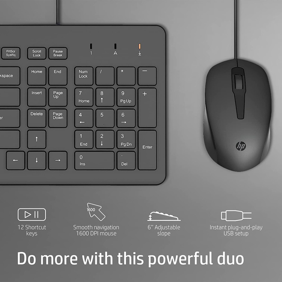 HP 150 Wired Keyboard and Mouse Combo with Instant USB Plug/HP150