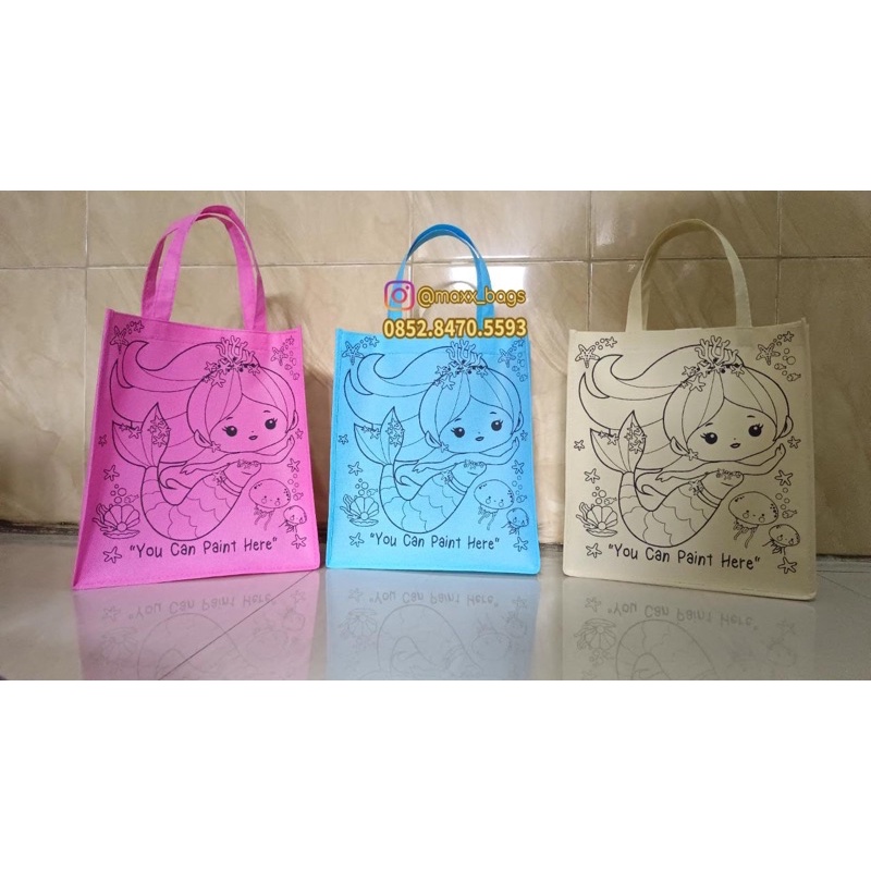 

painting bag motif mermaid