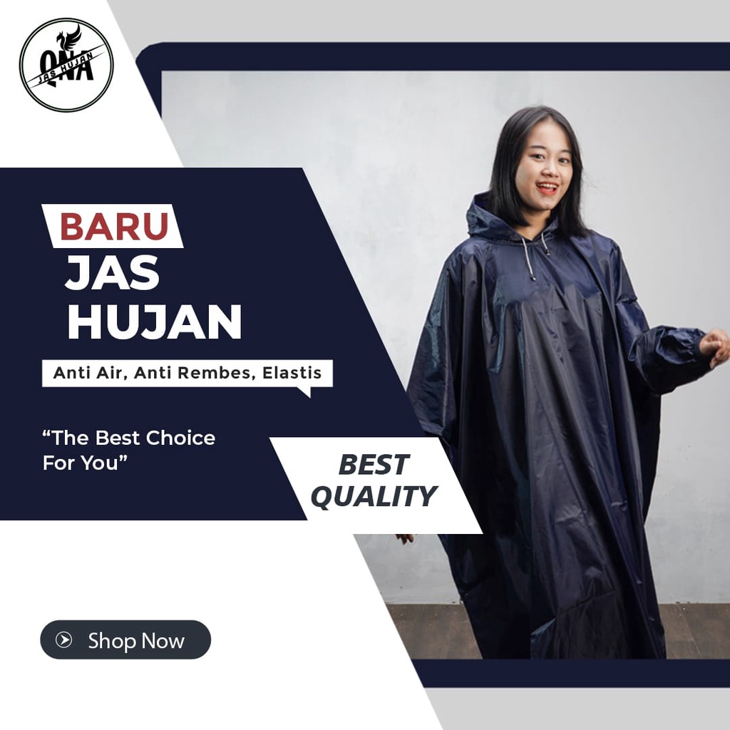 RAINCOAT, JAS HUJAN PONCO LENGAN/KELELAWAR DEWASA PRIA WANITA By QNA