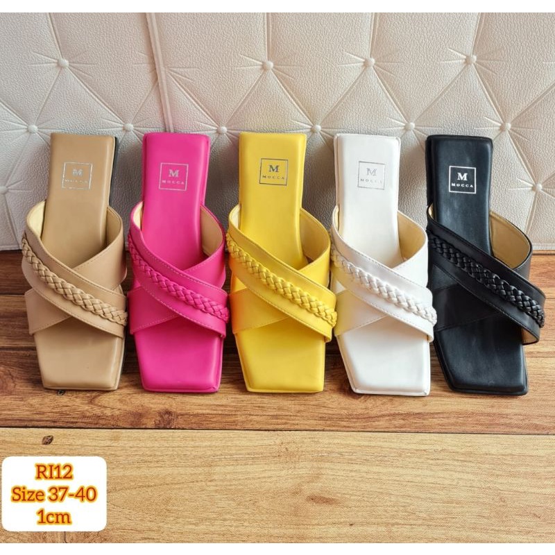 ABBUSHOES Ri 12 sendal teflek silang kepang andini 1cm