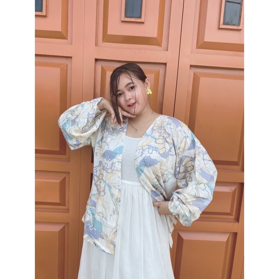 READY KIYOWO OUTER LENGAN BALON / OUTER KOREAN / OUTER KATUN RAYON VISCOSE MOTIF / OUTER WANITA / CA