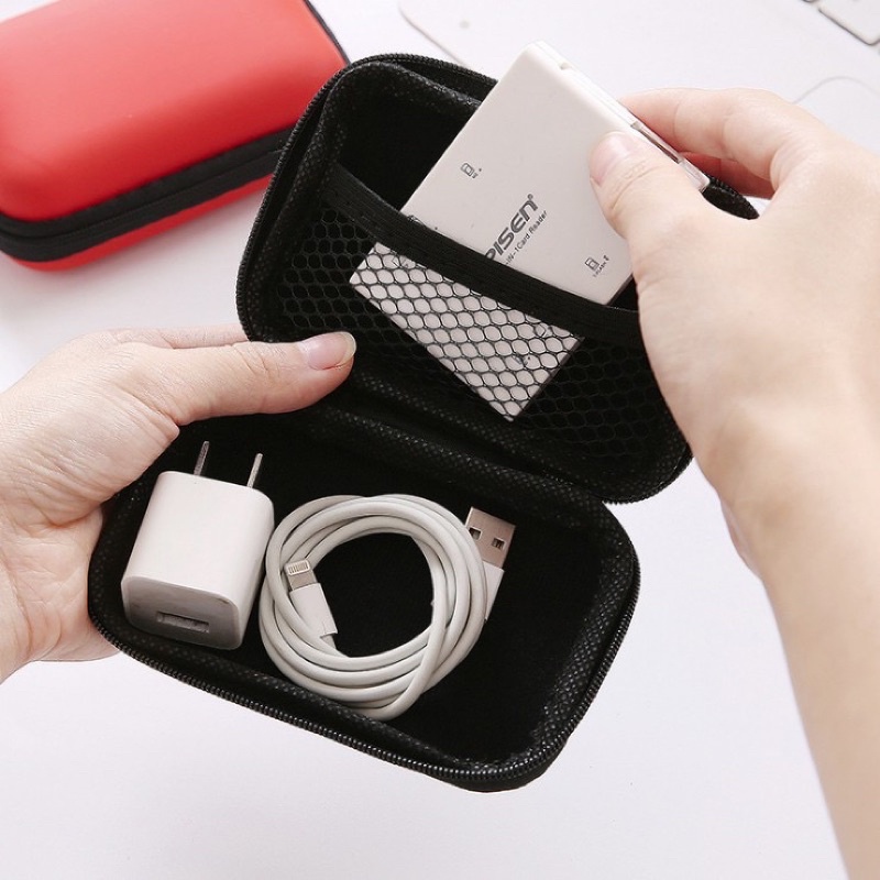 Dompet Headset Kartun/ Dompet Koin Karakter/ Dompet Kabel Charger, Earphone , Multifunctional Storage Bag Black
