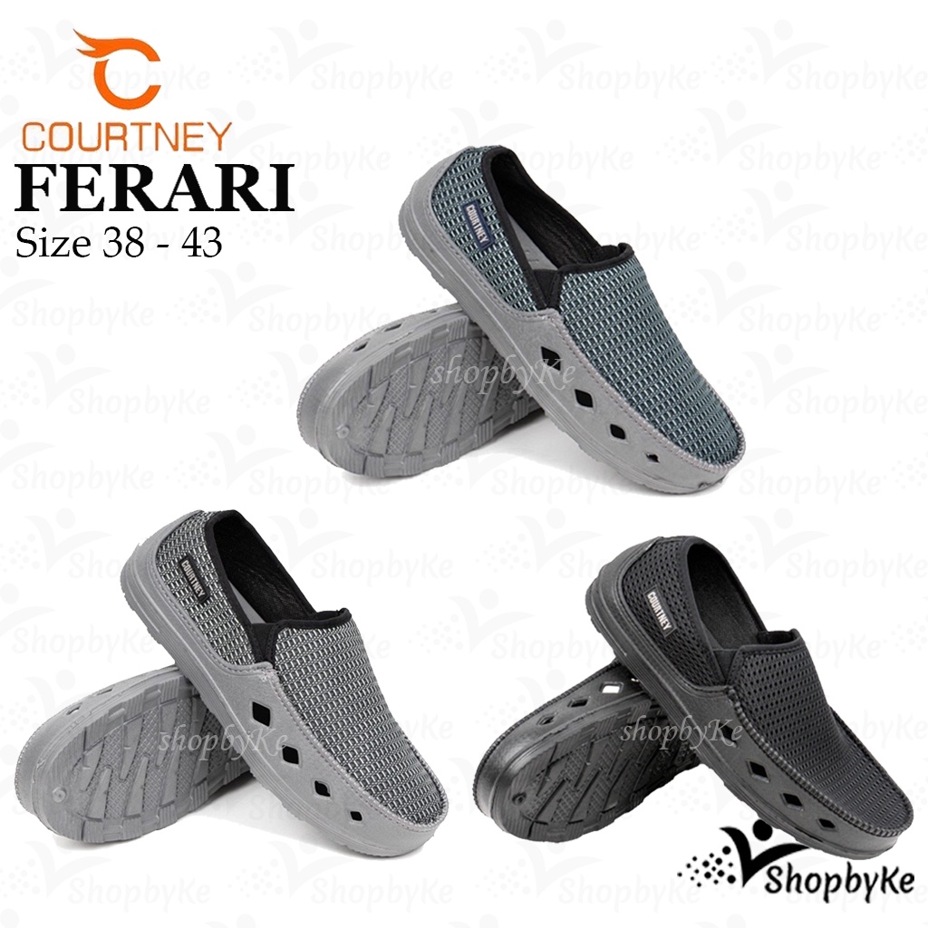 Sepatu Selop Pria Courtney FERARI Warna HITAM BIRU ABU Size 38-43 - Fashion Casual Pria